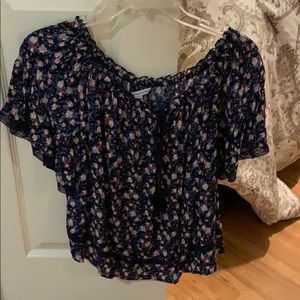 off the shoulder flower shirt